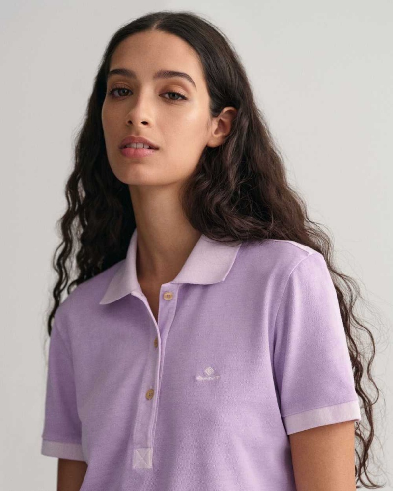 Gant Sunfaded Piqué Women's Polo Shirt Soothing Lilac | QRLGF-1639