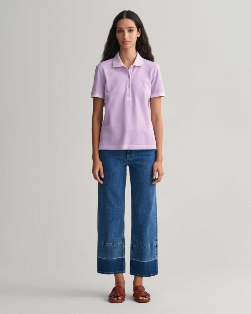 Gant Sunfaded Piqué Women's Polo Shirt Soothing Lilac | QRLGF-1639