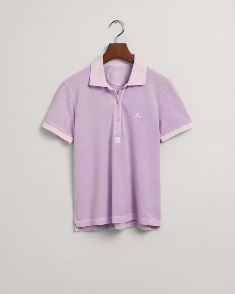 Gant Sunfaded Piqué Women's Polo Shirt Soothing Lilac | QRLGF-1639