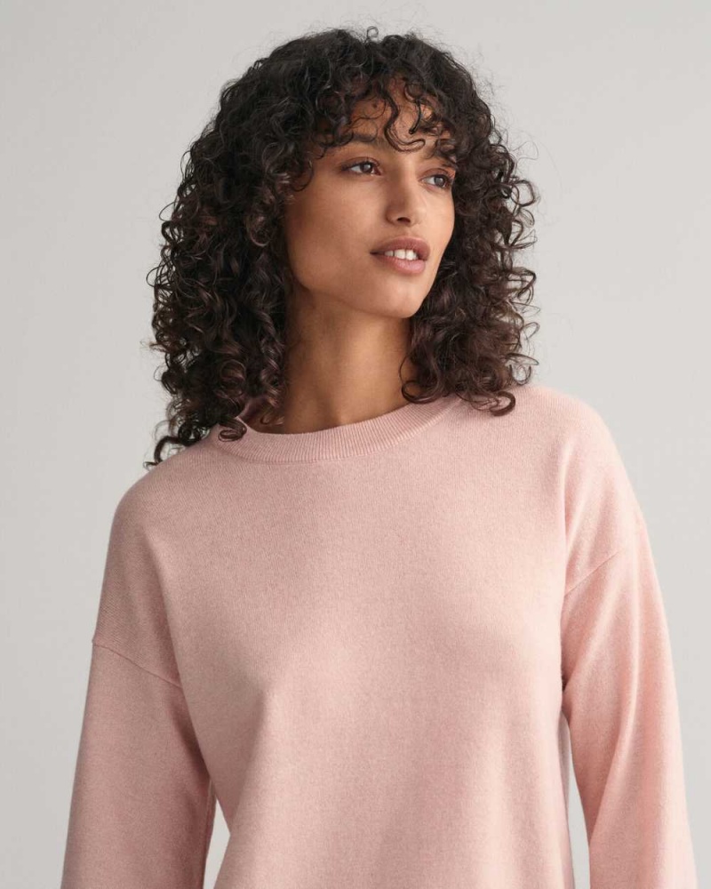 Gant Super Fine Lambswool Crew Neck Women's Sweater Faded Pink | NHICP-5124