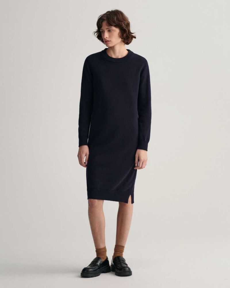 Gant Super Fine Lambswool Women's Dress Evening Blue | SHCOF-2398