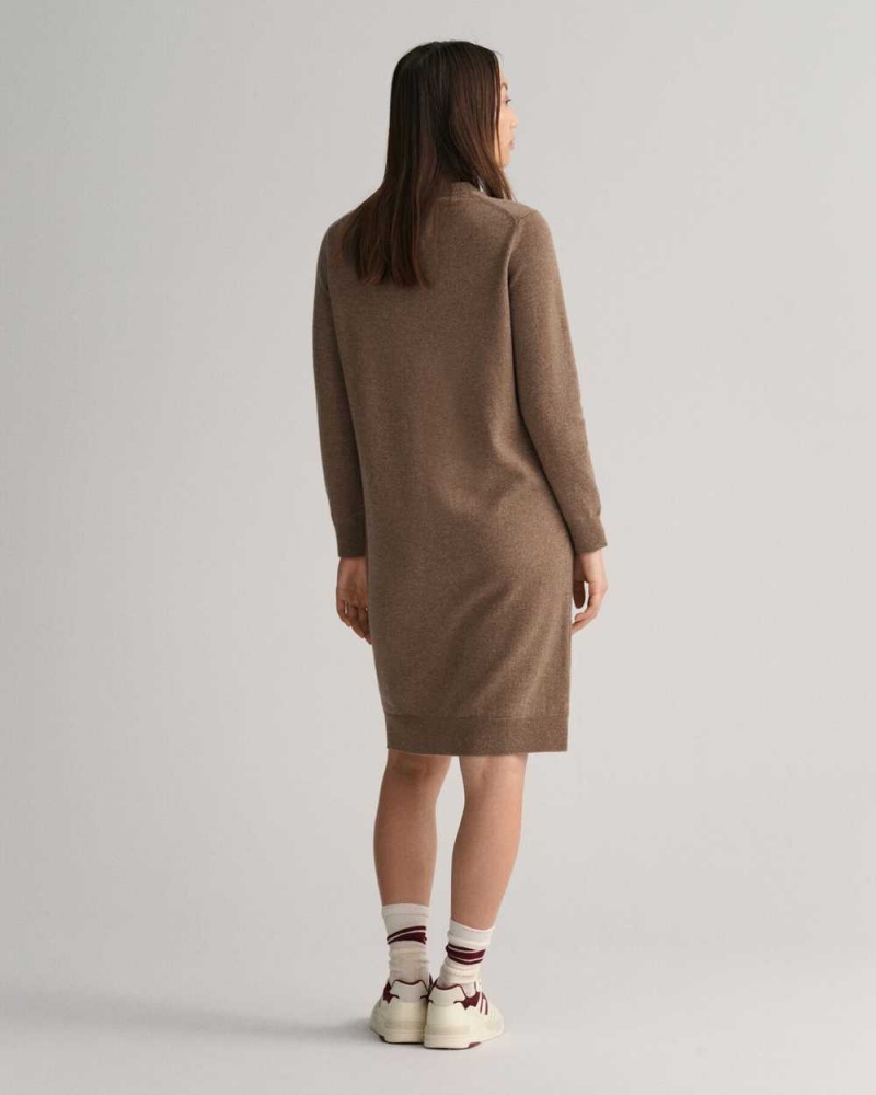 Gant Super Fine Lambswool Women's Dress Mole Brown | XRHUL-5203