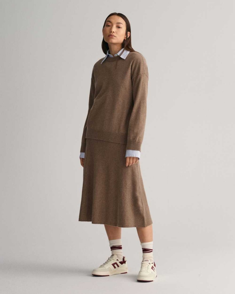 Gant Super Fine Lambswool Women's Skirts Mole Brown | MDGRX-8561