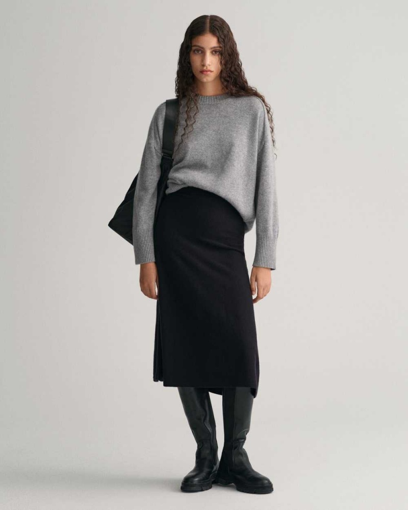 Gant Super Fine Lambswool Women's Skirts Black | JCPNA-4015