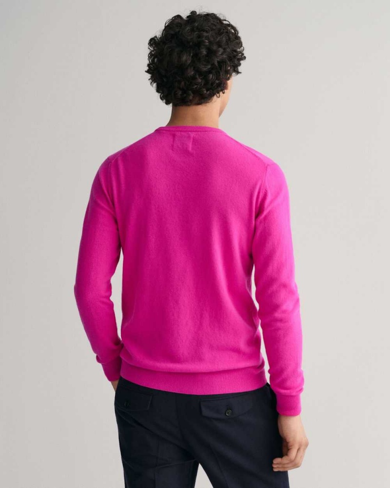 Gant Superfine Lambswool Crew Neck Men's Sweater Barley Pink | CUPXT-4265