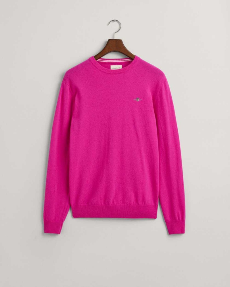 Gant Superfine Lambswool Crew Neck Men's Sweater Barley Pink | CUPXT-4265