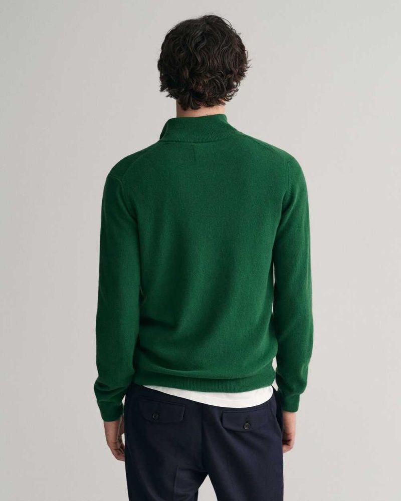 Gant Superfine Lambswool Half-Zip Men's Sweater Forest Green | XQGEI-1239