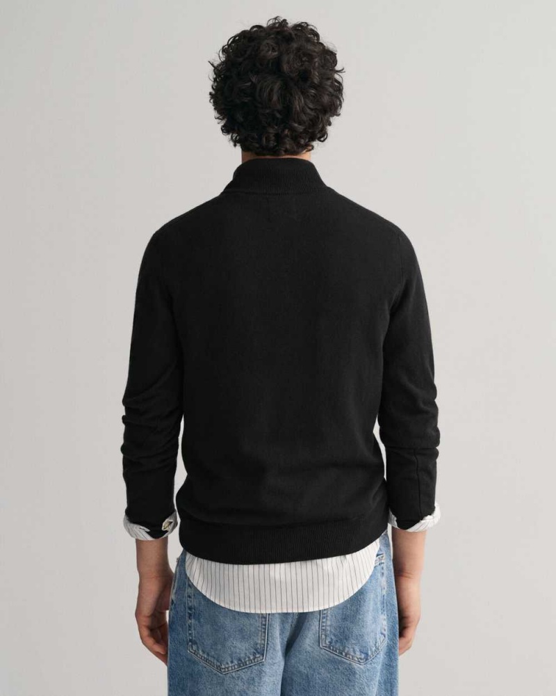 Gant Superfine Lambswool Half-Zip Men's Sweater Black | LQSKF-4563