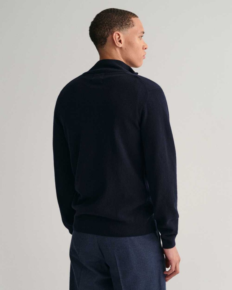 Gant Superfine Lambswool Half-Zip Men's Sweater Marine | ESNZH-1069