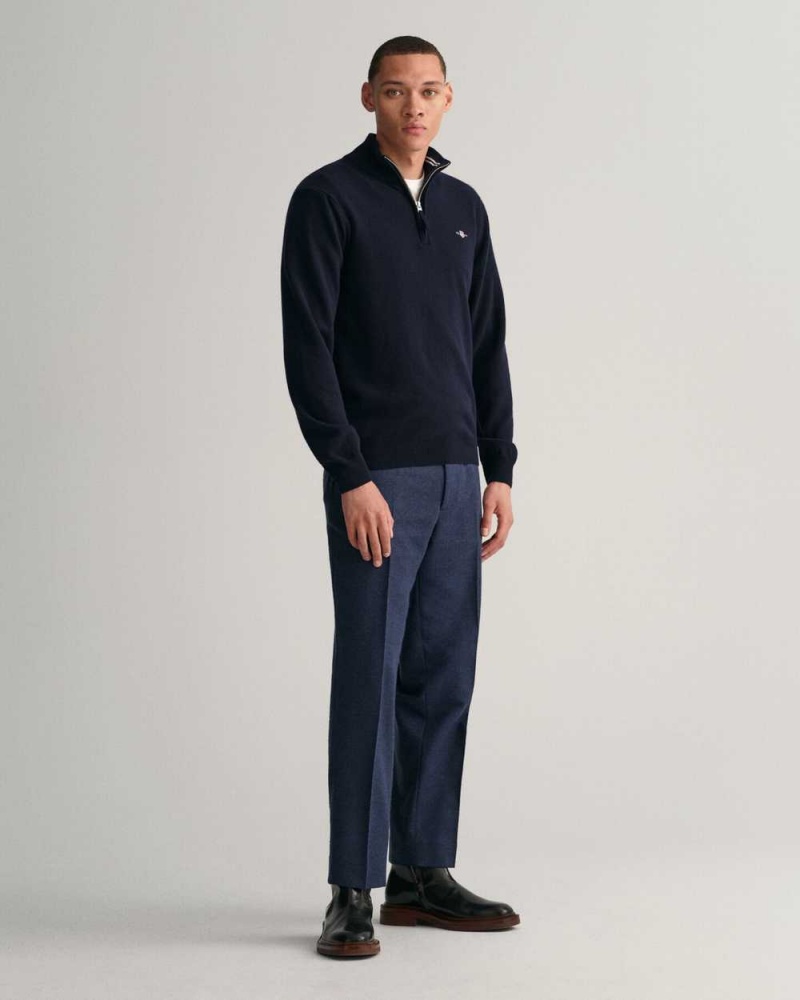 Gant Superfine Lambswool Half-Zip Men's Sweater Marine | ESNZH-1069