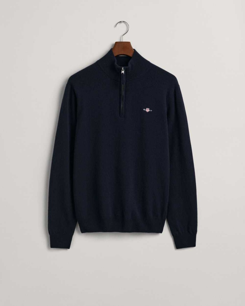 Gant Superfine Lambswool Half-Zip Men's Sweater Marine | ESNZH-1069