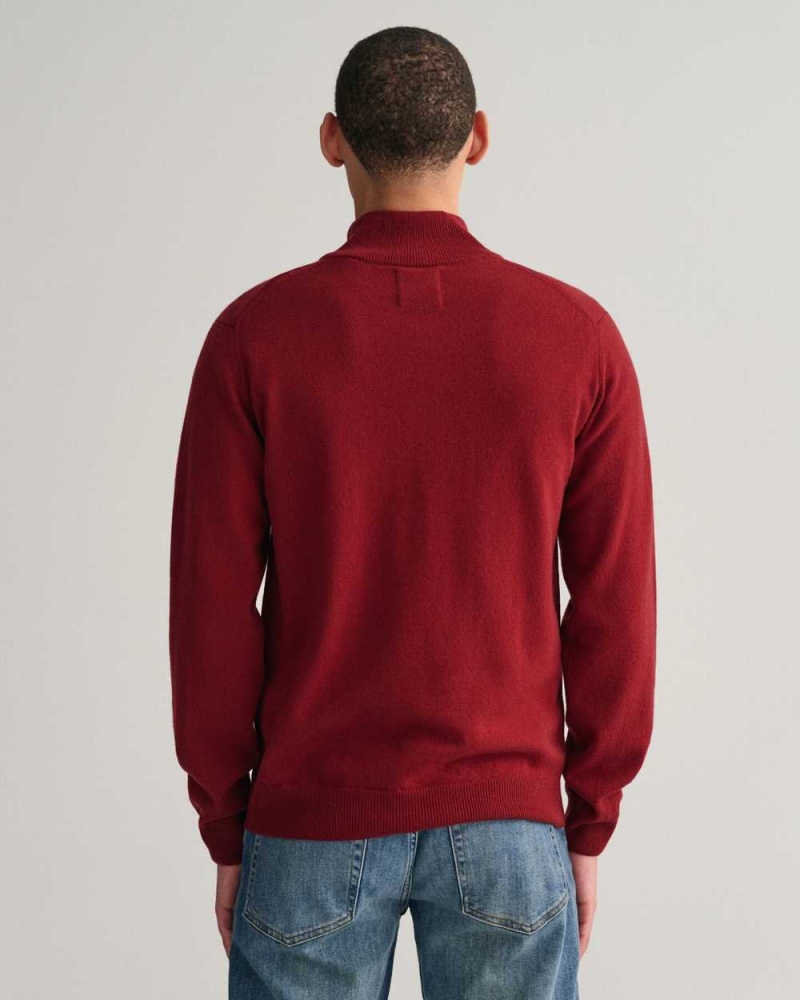 Gant Superfine Lambswool Half-Zip Men's Sweater Port Red | LSOWF-4520