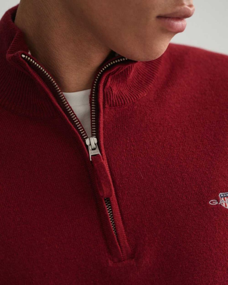 Gant Superfine Lambswool Half-Zip Men's Sweater Port Red | LSOWF-4520