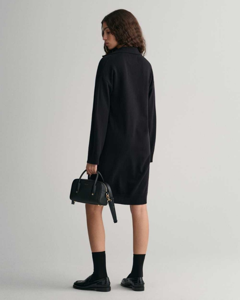 Gant Superfine Lambswool Rugger Women's Dress Black | WHVYD-8150