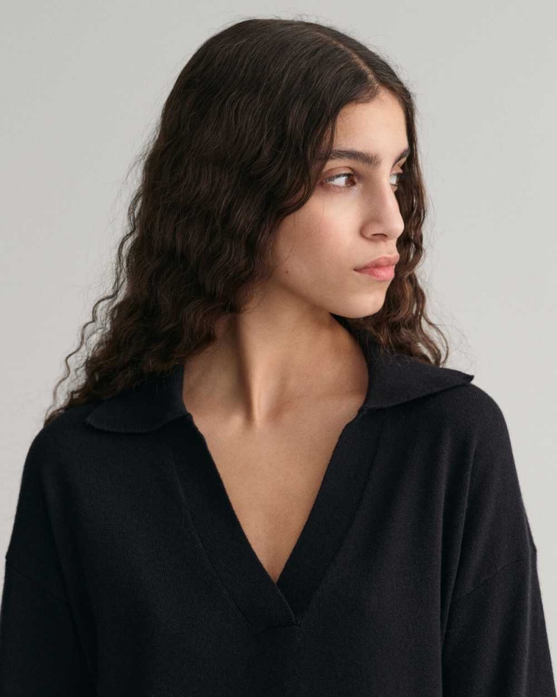 Gant Superfine Lambswool Rugger Women's Dress Black | WHVYD-8150