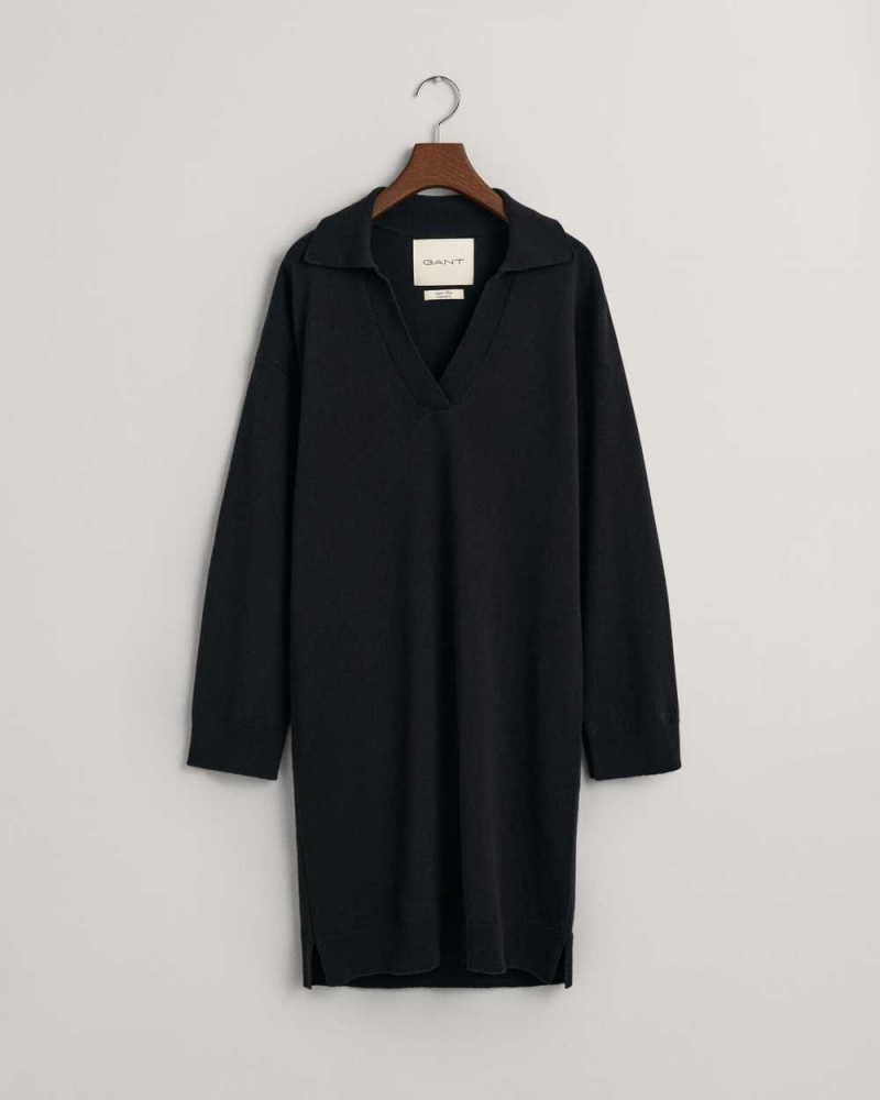 Gant Superfine Lambswool Rugger Women's Dress Black | WHVYD-8150