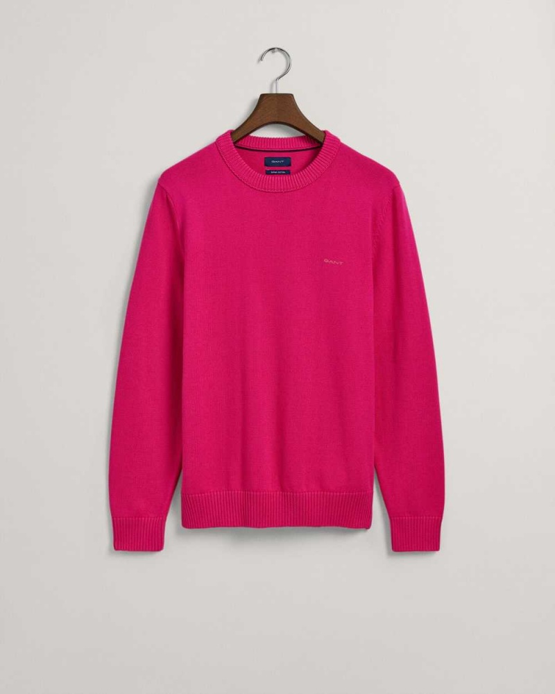 Gant Supima Cotton Crew Neck Men's Sweater Hyper Pink | BVKRA-4963