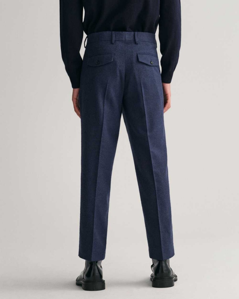 Gant Tapered Herringbone Men's Pants Marine | XINGS-5371