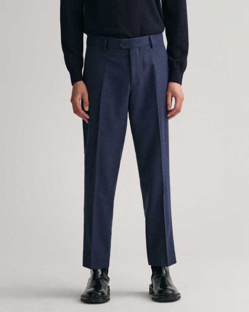 Gant Tapered Herringbone Men's Pants Marine | XINGS-5371