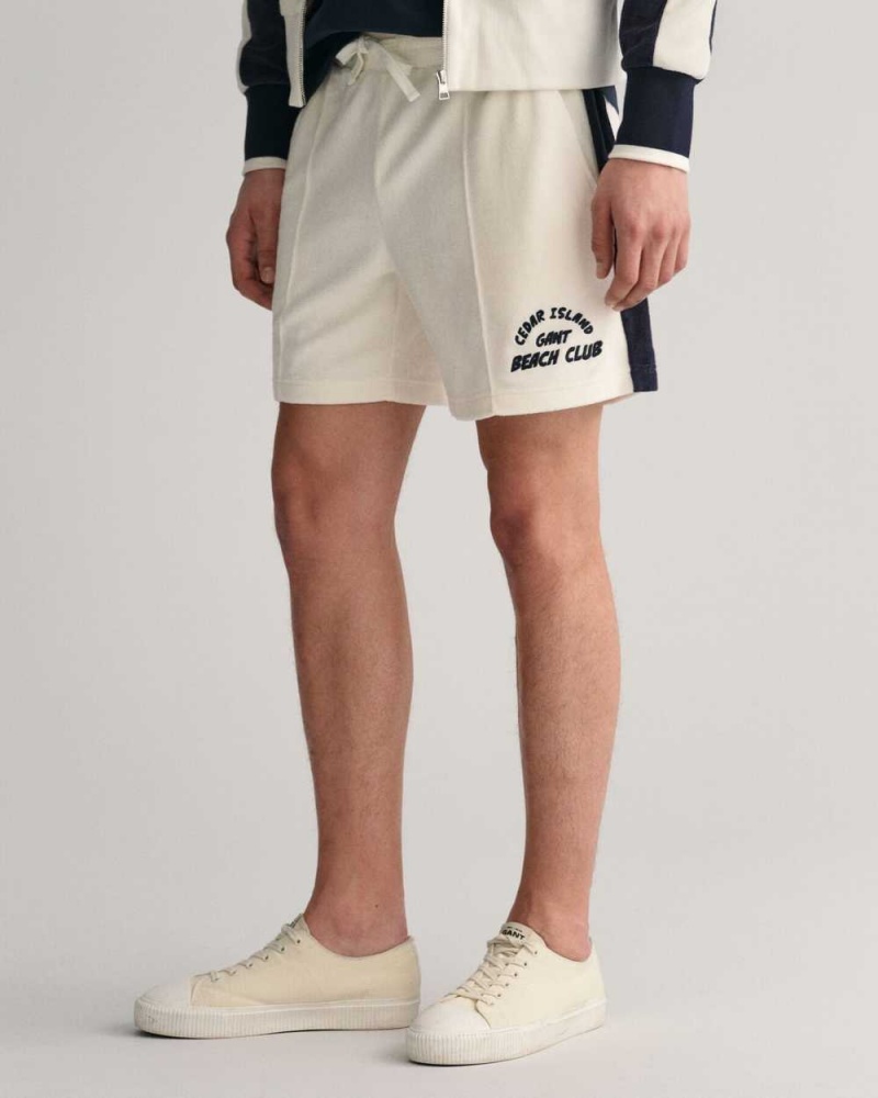 Gant Terry Cloth Men's Shorts Beige White | MBYVU-9402