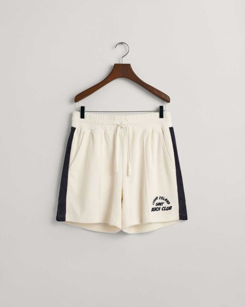 Gant Terry Cloth Men's Shorts Beige White | MBYVU-9402