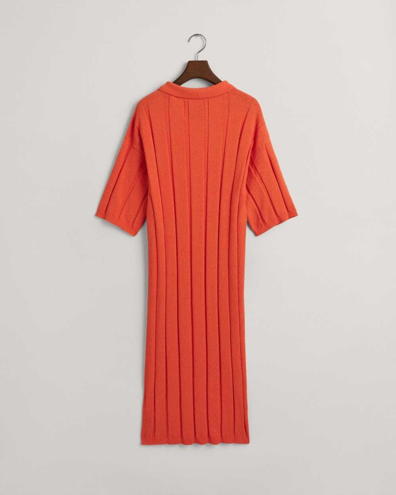 Gant Terry Cloth Rib Polo Women's Dress Grapefruit Orange | AIGSB-2076