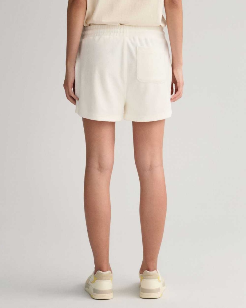 Gant Terry Cloth Women's Shorts Beige White | SEJNM-2537