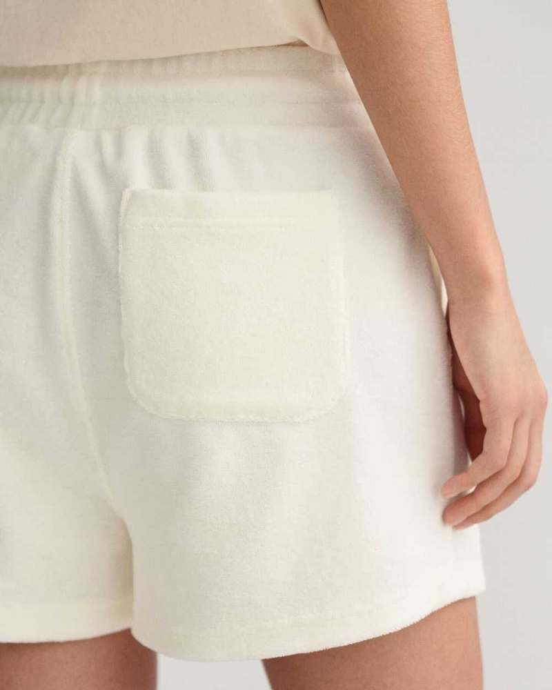 Gant Terry Cloth Women's Shorts Beige White | SEJNM-2537