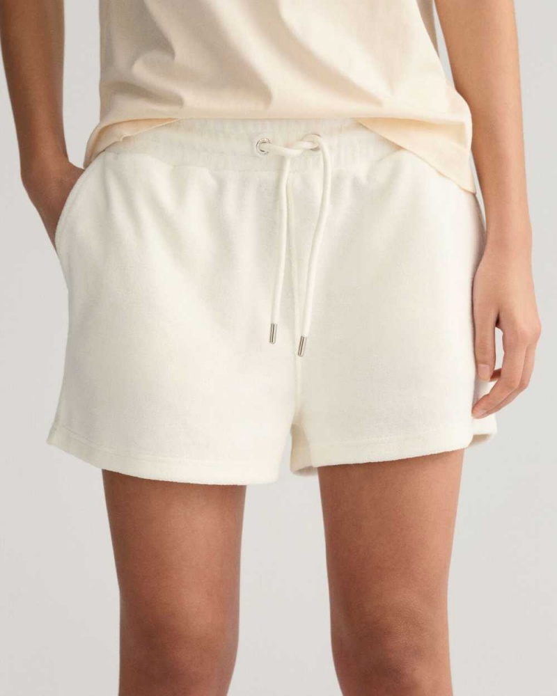 Gant Terry Cloth Women's Shorts Beige White | SEJNM-2537