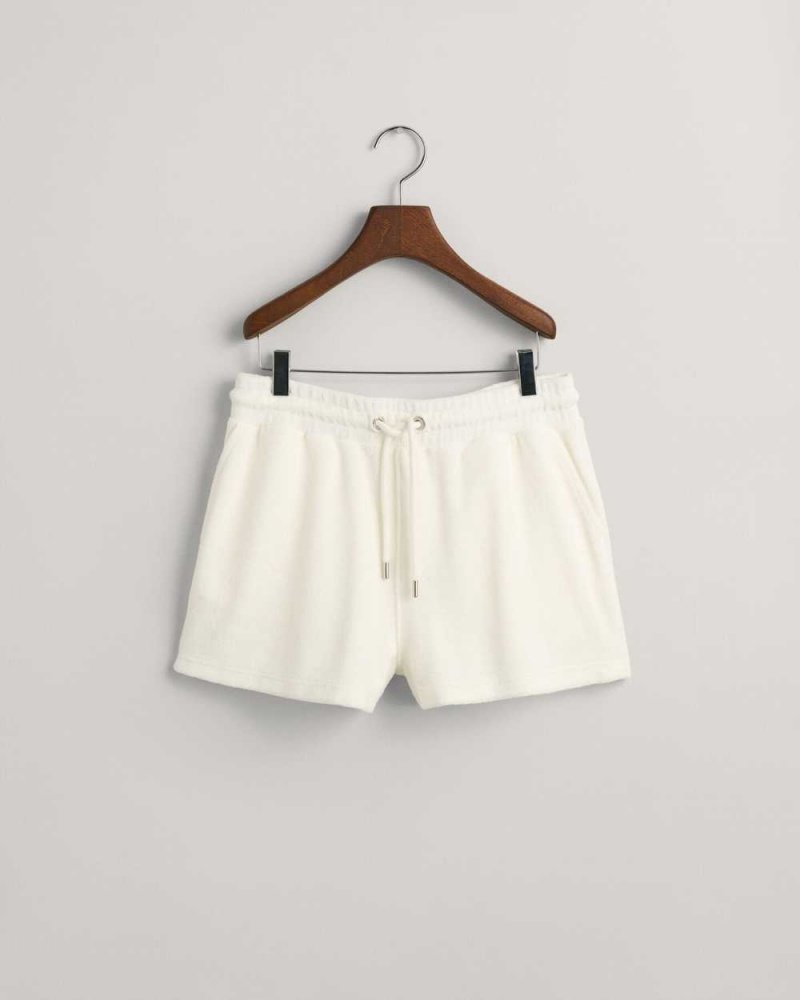 Gant Terry Cloth Women's Shorts Beige White | SEJNM-2537