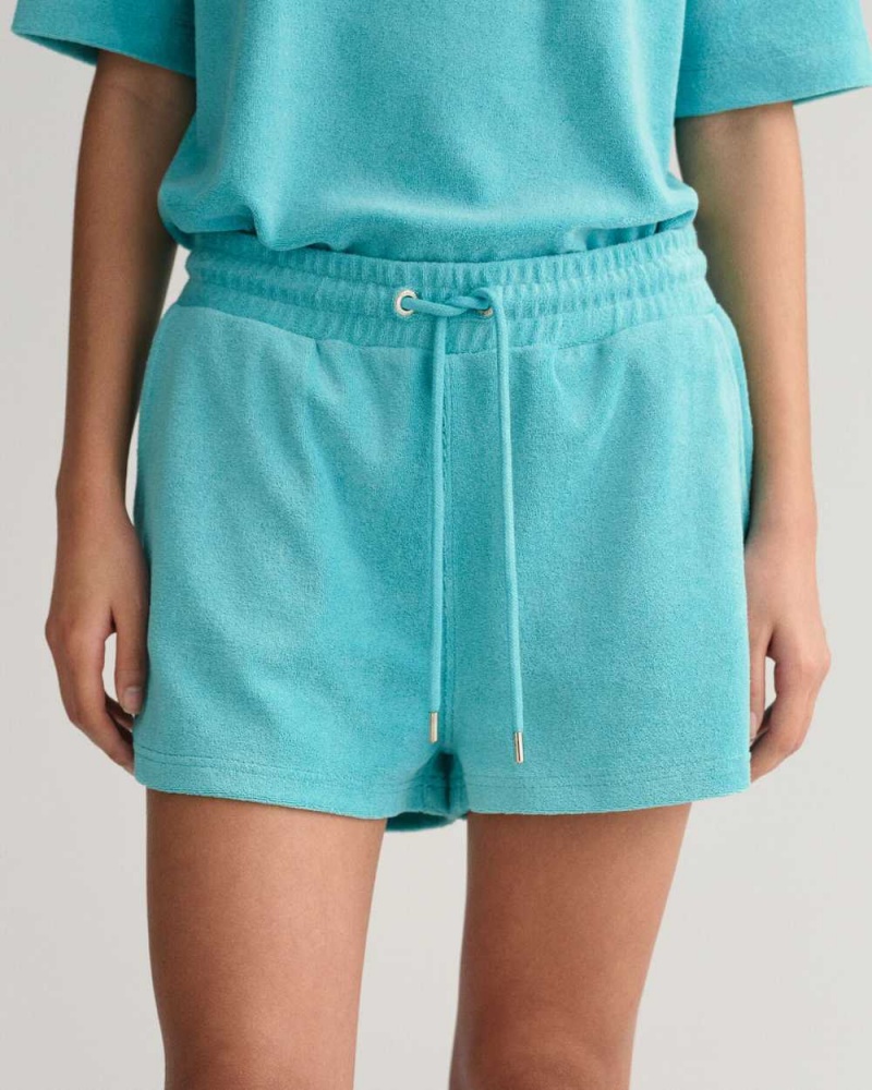 Gant Terry Cloth Women's Shorts Tropic Blue | GAOCQ-8192