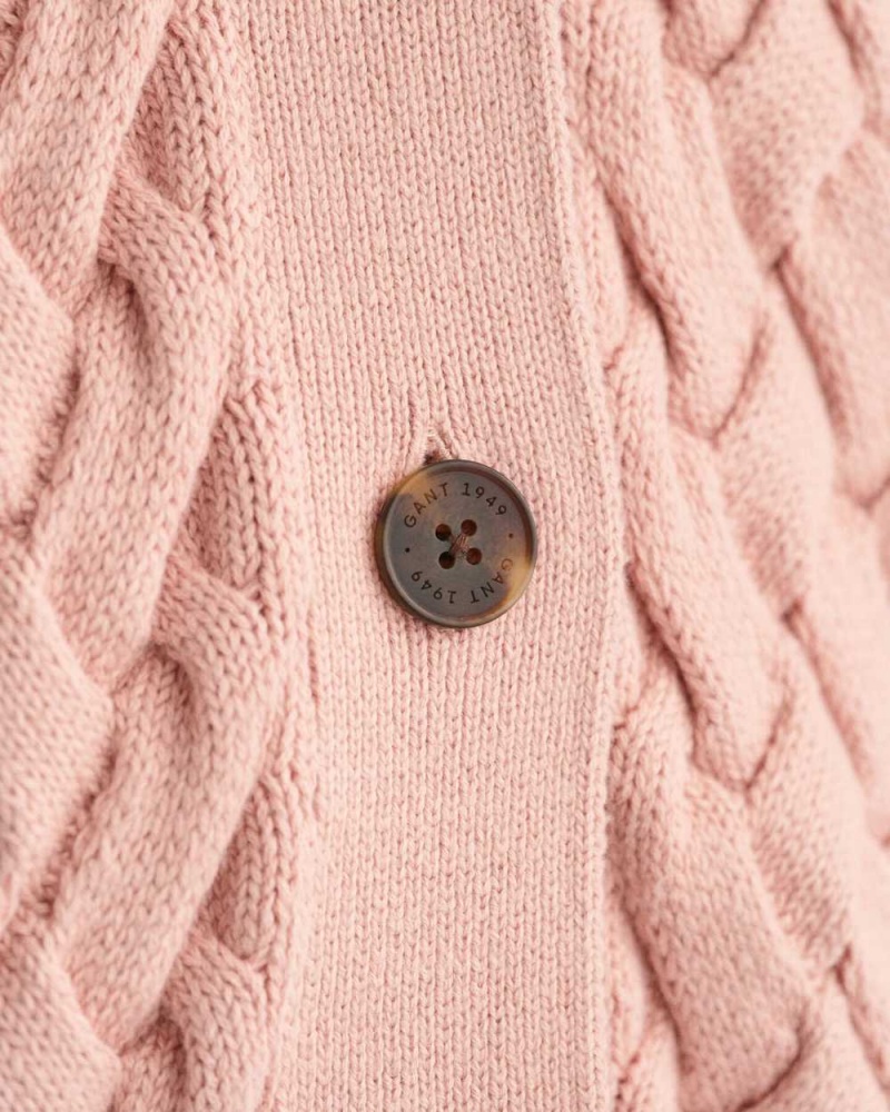 Gant Textured Cotton Women's Cardigan Dusty Rose | QWTIG-9804