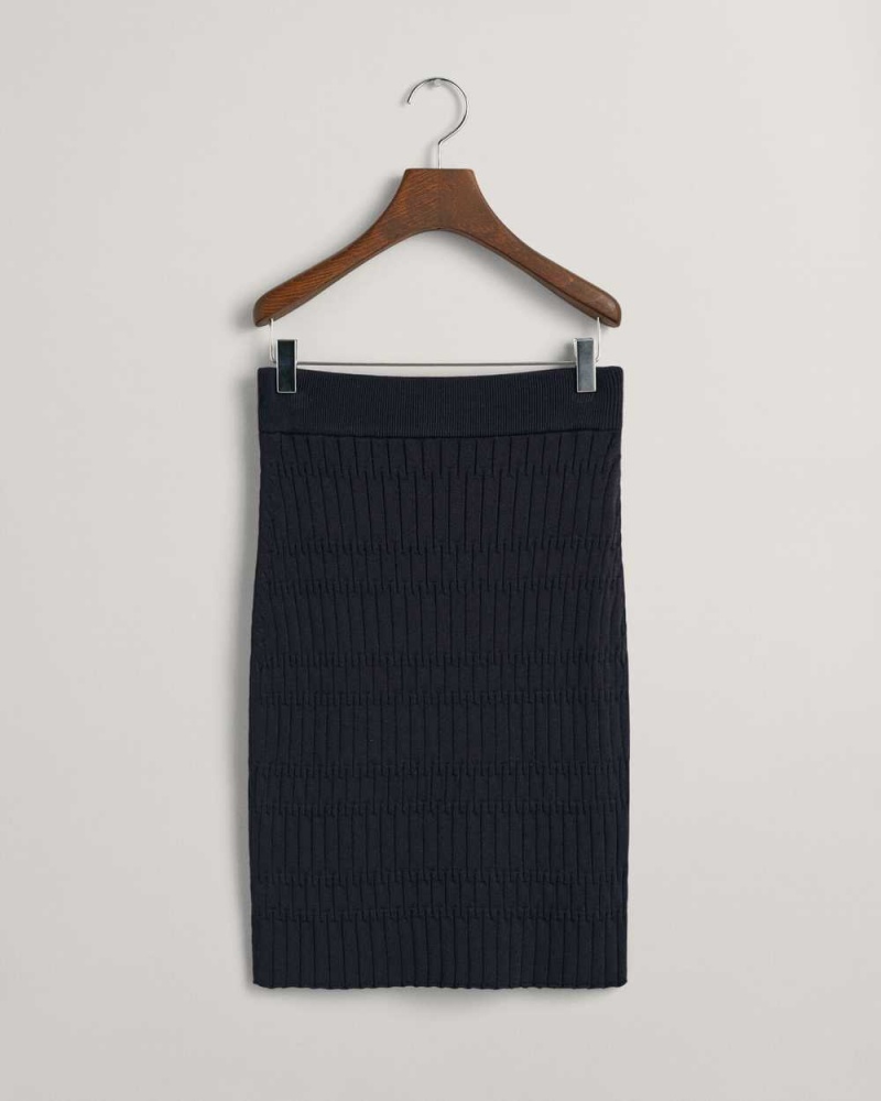 Gant Textured Knit Women's Skirts Evening Blue | DOKYS-3609