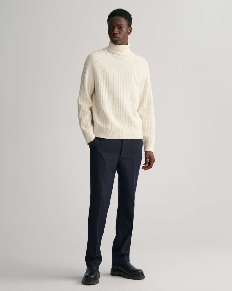 Gant Textured Turtleneck Men's Sweater Cream | LOMCZ-9156