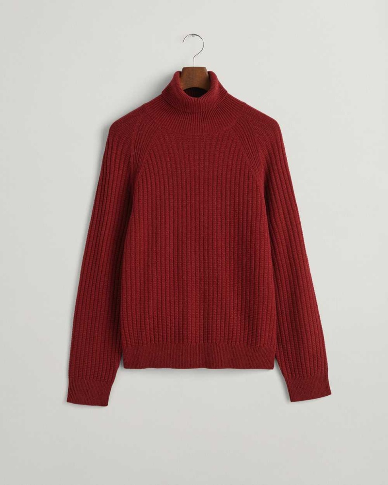 Gant Textured Turtleneck Men's Sweater Plumped Red | IUXCD-3582