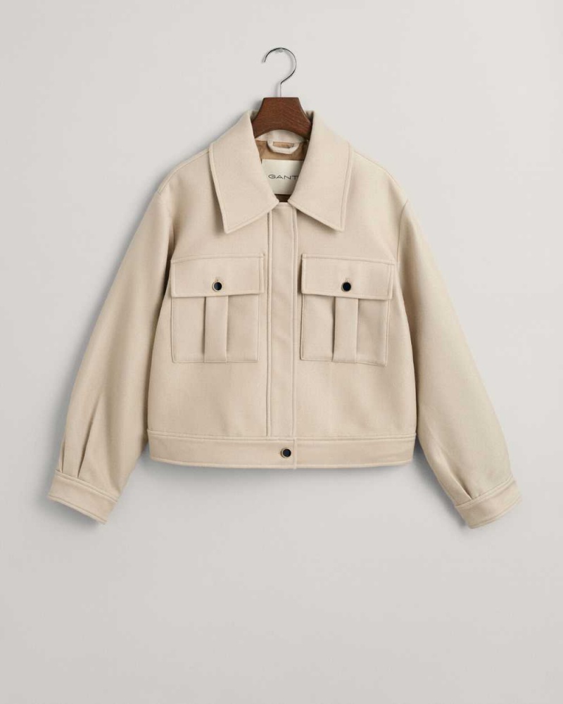 Gant Textured Women's Jackets Beige | GPOST-6512