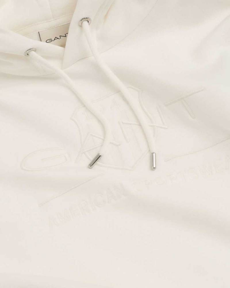 Gant Tonal Archive Shield Men's Hoodie Beige White | QLGDZ-3864