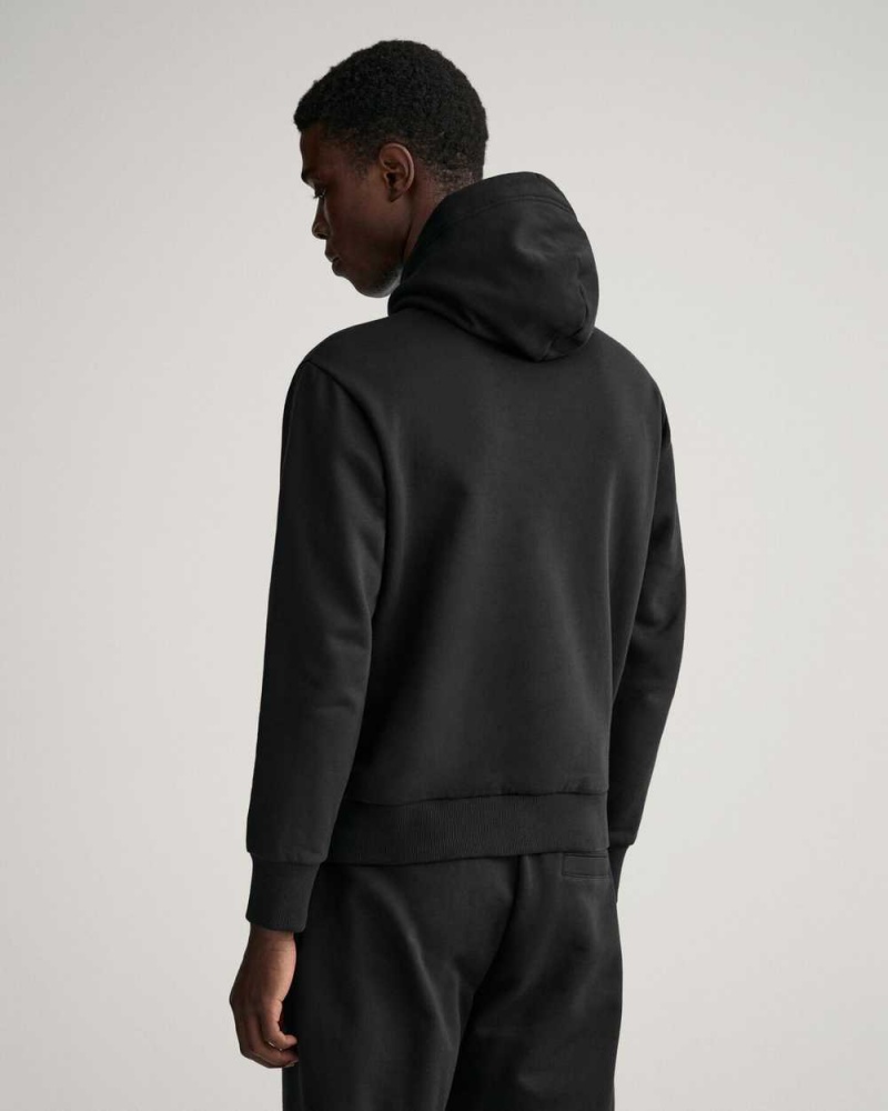 Gant Tonal Archive Shield Men's Hoodie Black | ATDPI-0236