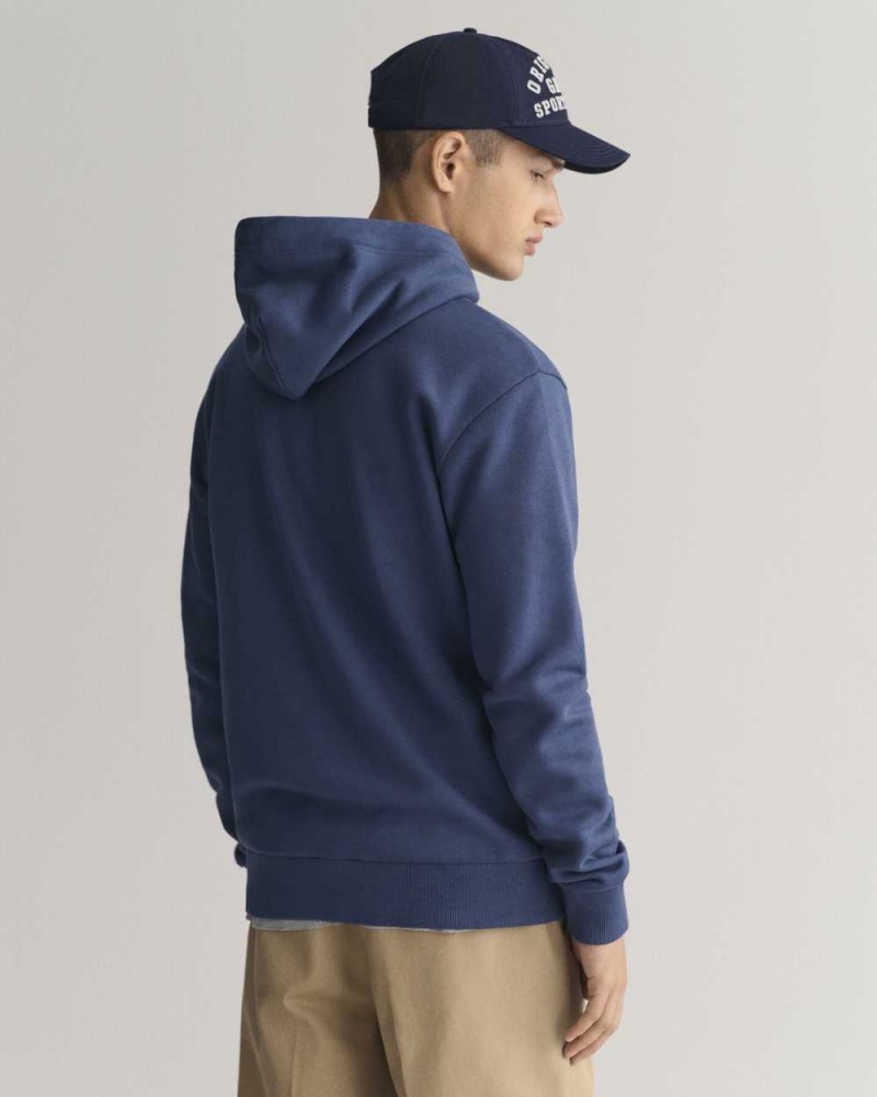 Gant Tonal Archive Shield Men's Hoodie Dusty Blue Sea | CFRSL-3085