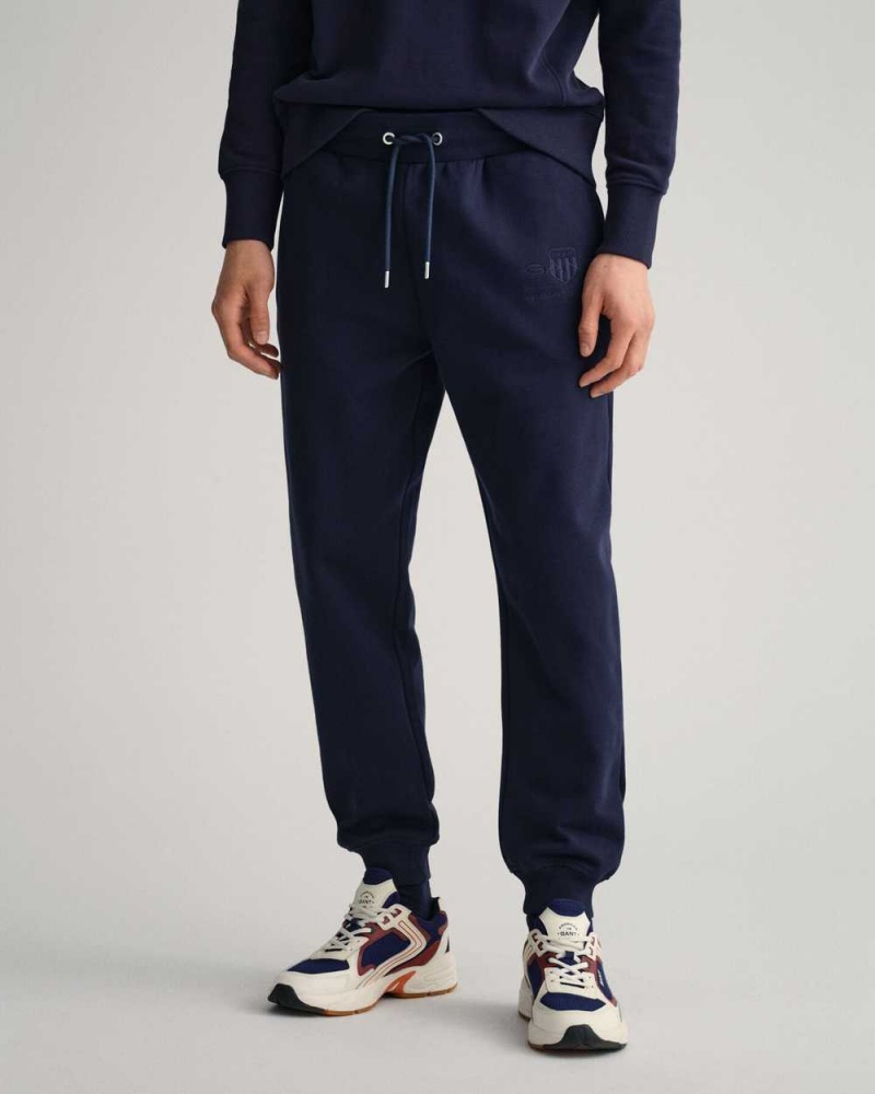 Gant Tonal Archive Shield Men's Sweatpants Evening Blue | TEVUM-9345