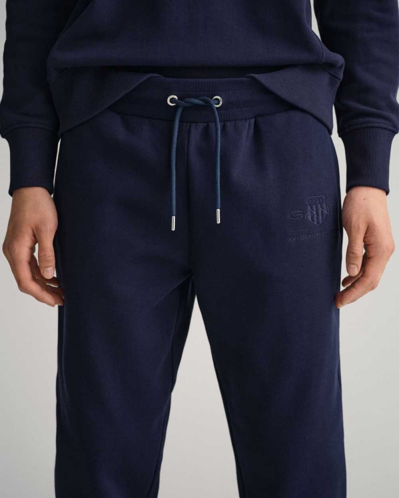 Gant Tonal Archive Shield Men's Sweatpants Evening Blue | TEVUM-9345