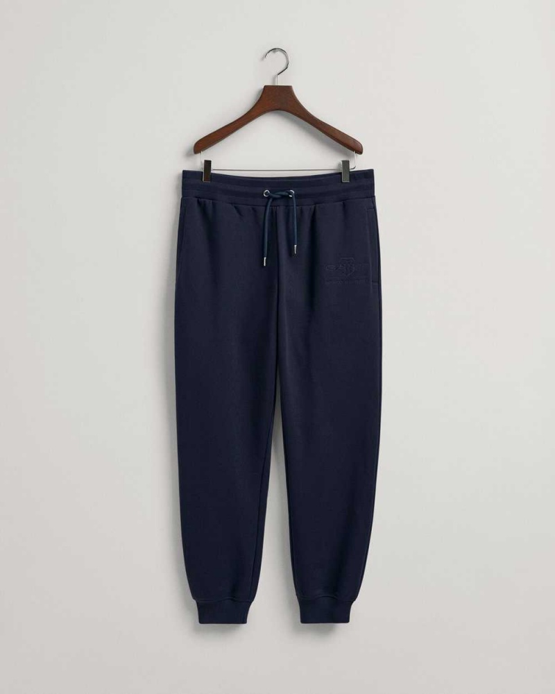 Gant Tonal Archive Shield Men's Sweatpants Evening Blue | TEVUM-9345