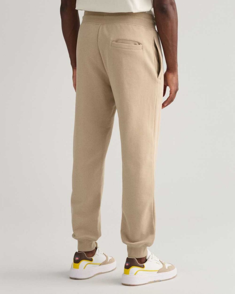 Gant Tonal Archive Shield Men's Sweatpants Concrete Beige | ADLRY-8924