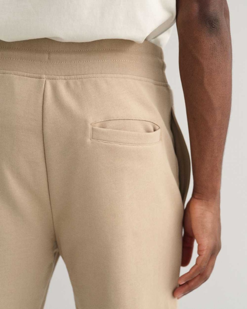 Gant Tonal Archive Shield Men's Sweatpants Concrete Beige | ADLRY-8924