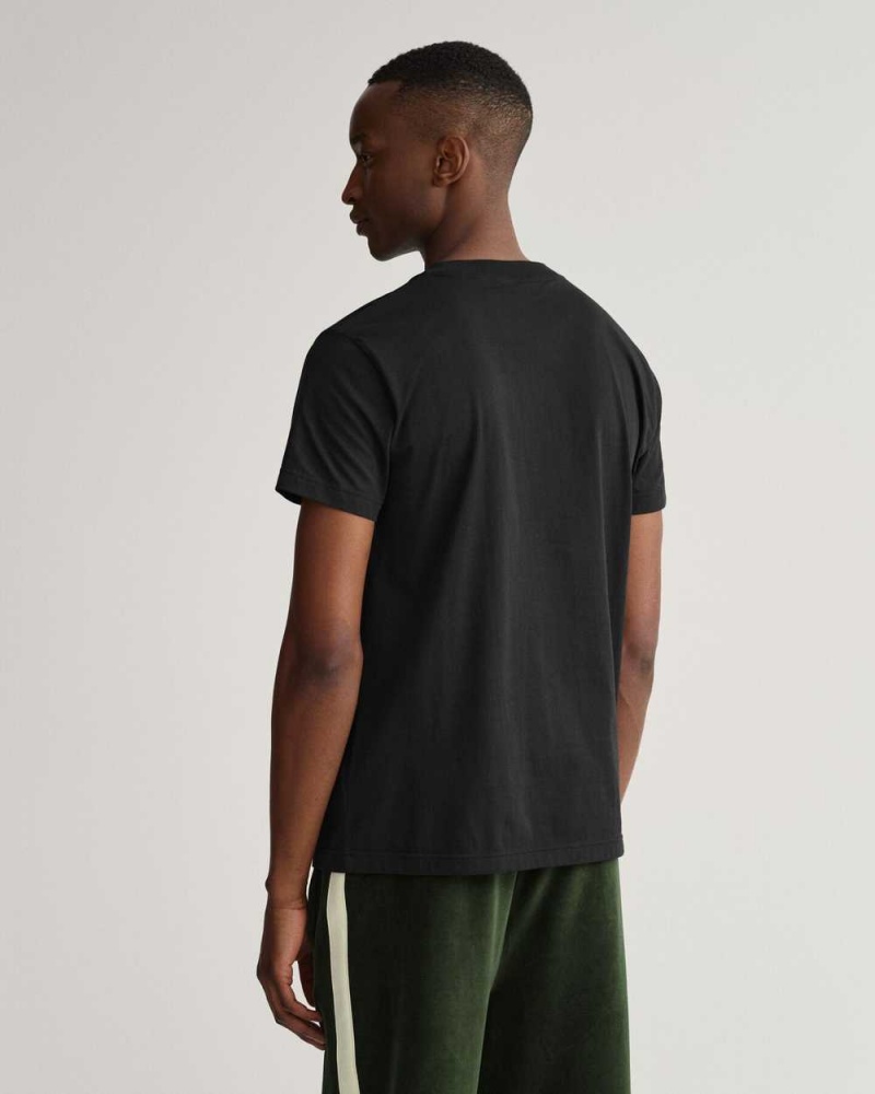 Gant Tonal Archive Shield Men's T-Shirt Black | LXZAC-6283