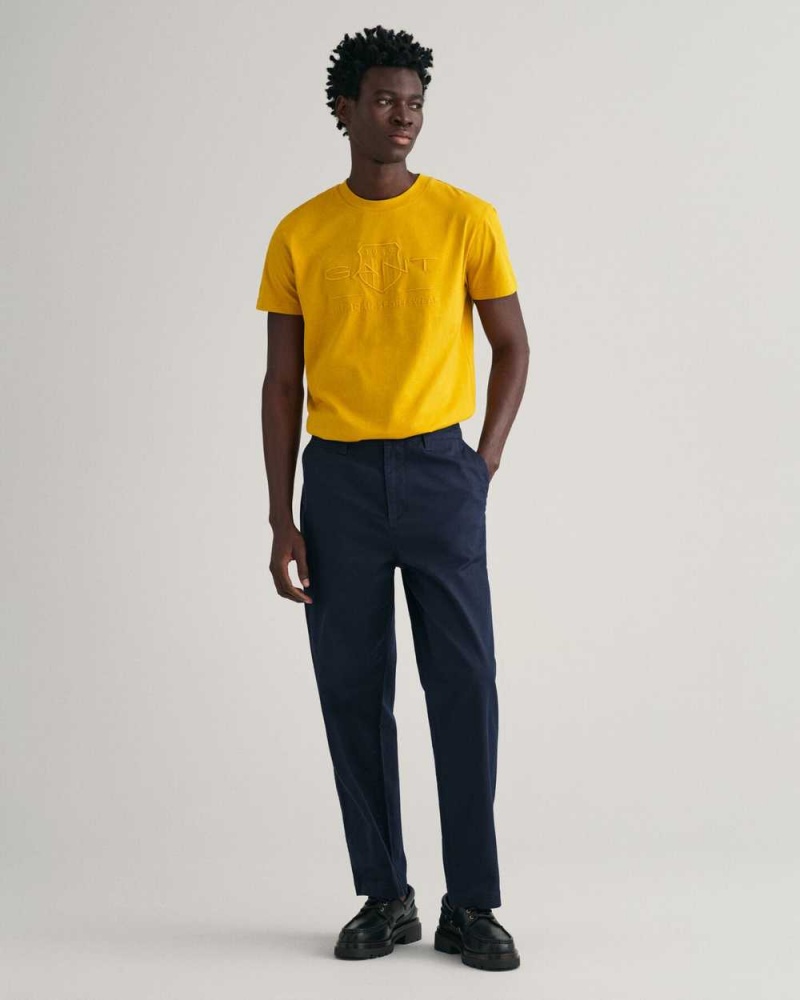 Gant Tonal Archive Shield Men's T-Shirt Dark Mustard Yellow | WEUFT-5964