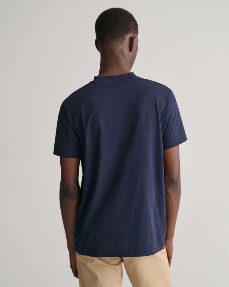 Gant Tonal Archive Shield Men's T-Shirt Evening Blue | AMTQI-1487