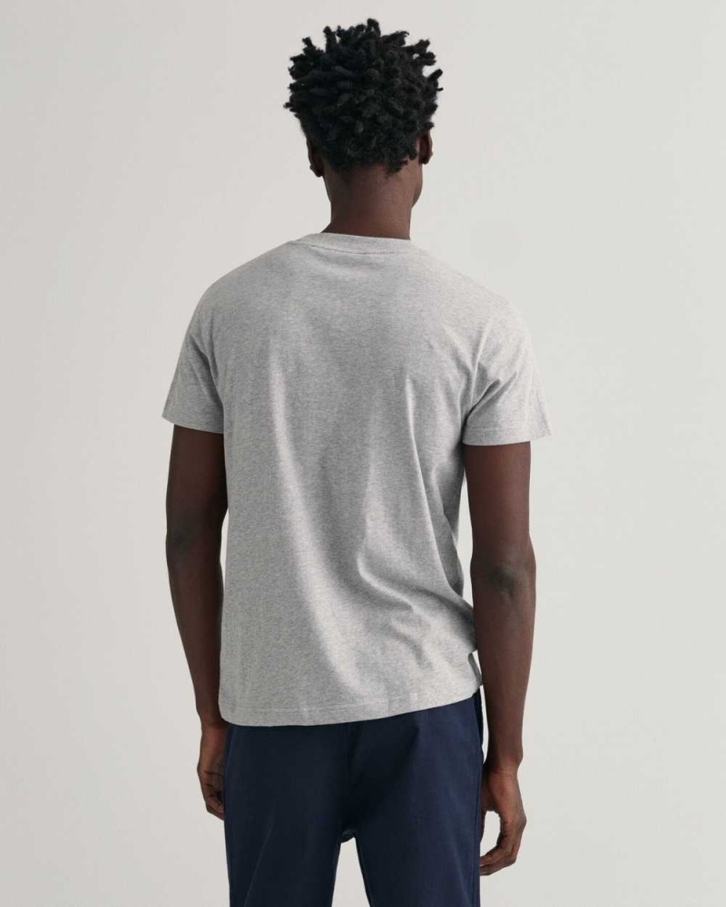 Gant Tonal Archive Shield Men's T-Shirt Grey Melange | PRQDX-0417