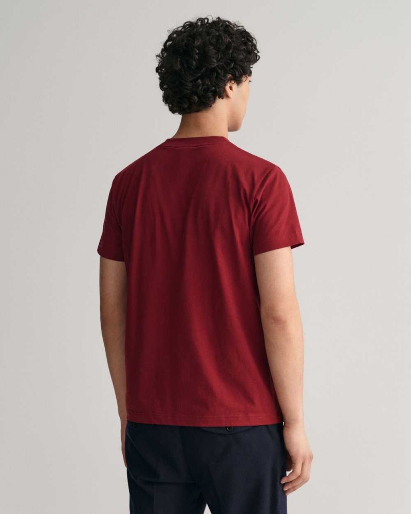 Gant Tonal Archive Shield Men's T-Shirt Plumped Red | KWGPE-8327