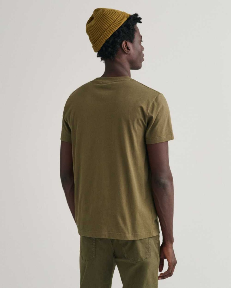 Gant Tonal Archive Shield Men's T-Shirt Racing Green | CMYAG-8496